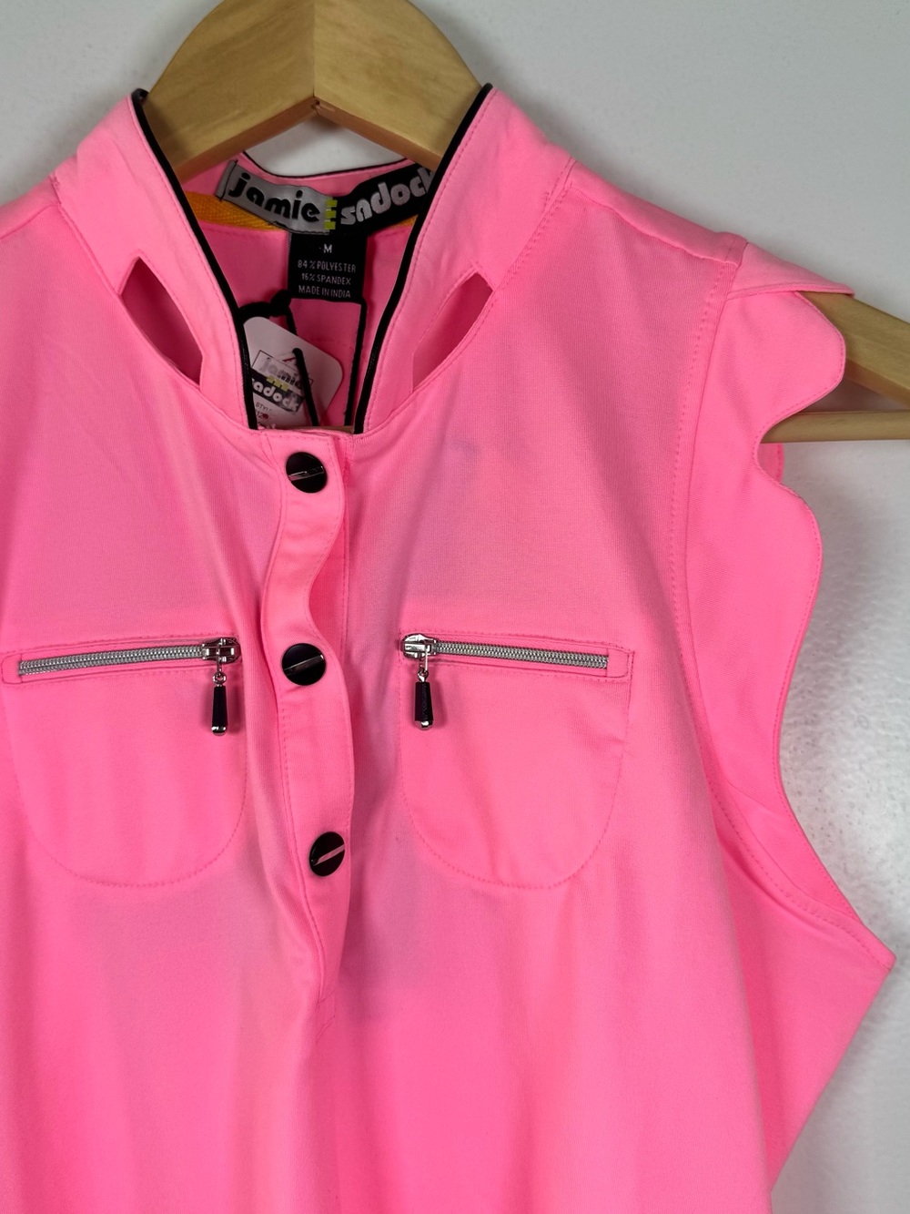 Jamie Sadock Pink Scallop Sleeveless Golf Polo Active Top Sun Protection SPF 50 - Picture 2 of 6